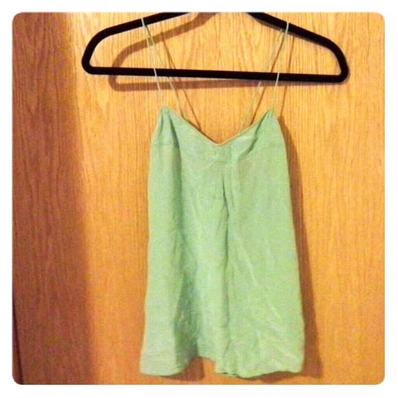 Crossback seafoam green silk tank