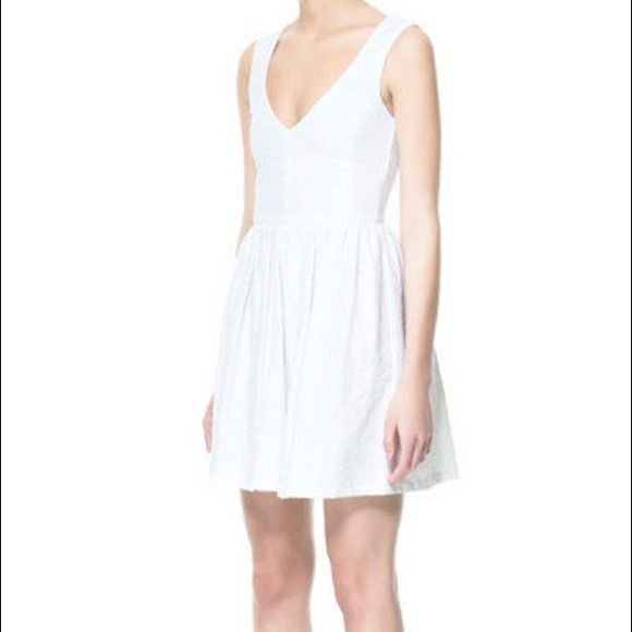 White Zara Jacquard Dress - Picture 1 of 4