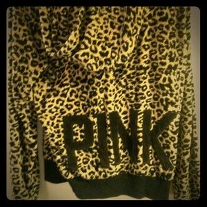 victoria secret leopard print zip up hoodie