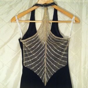 SEQUIN SHEER GOWN DRESS