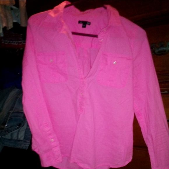 GAP hot pink long sleeve shirt