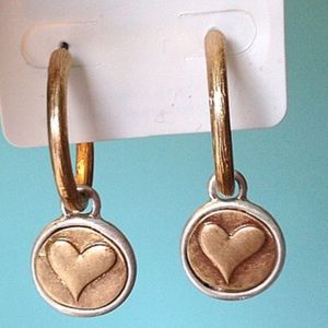 Delete Heart Charm Hoop Earrings gold silver NEW