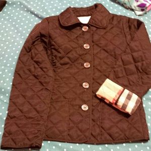 Childrens Black Quilted Burberry Coat