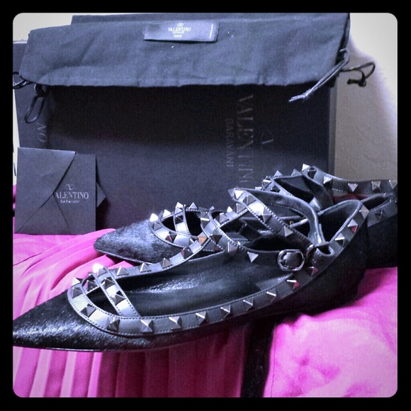 Valentino RARE Rockstud ankle flats Size 38 1/2