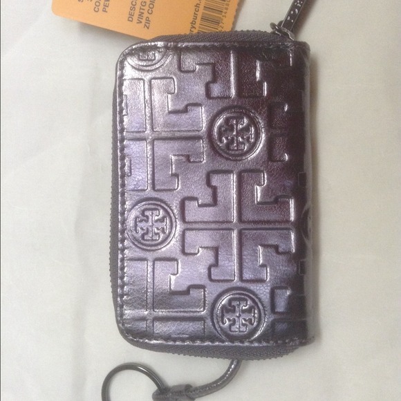 Tory Burch "Pewter" Silver Zip Coin Purse