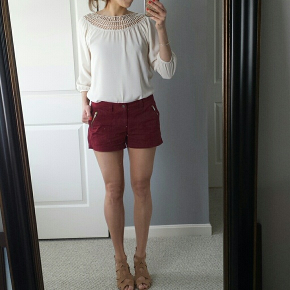 *SOLD*Maroon shorts with zipper detail