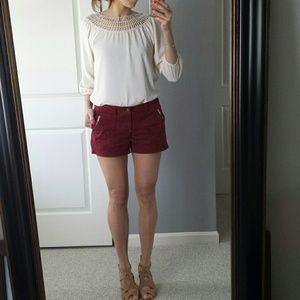 *SOLD*Maroon shorts with zipper detail