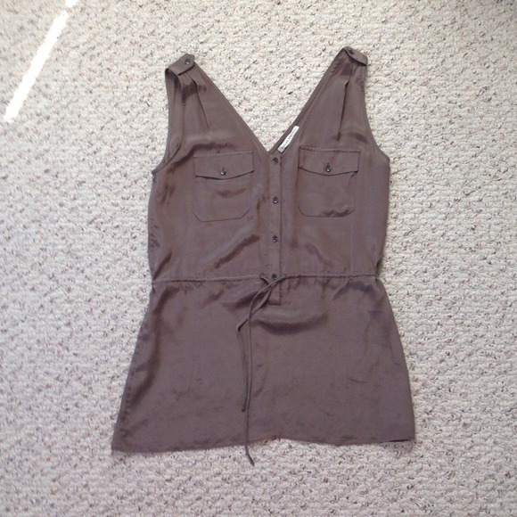 Military style silk blouse.