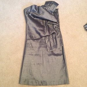 Silver bodycon ruffled dress