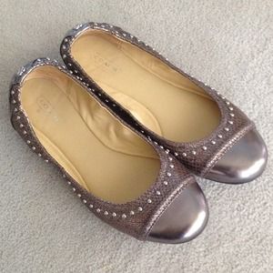 COACH metallic leather flats