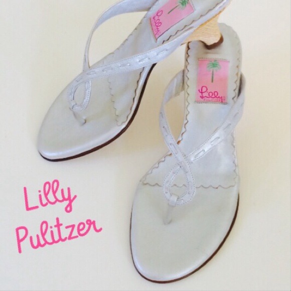 Lilly Pulitzer Shoes - Lilly Pulitzer Silver Heel Thong Sandals