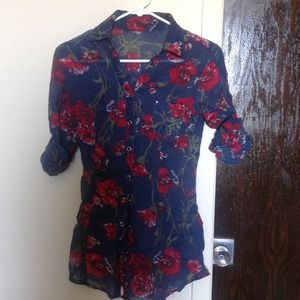 Floral long shirt s size