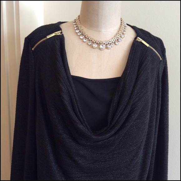 πΊHOST PICKπΊCharter Club Black Top w Gold Zippers - Picture 2 of 4