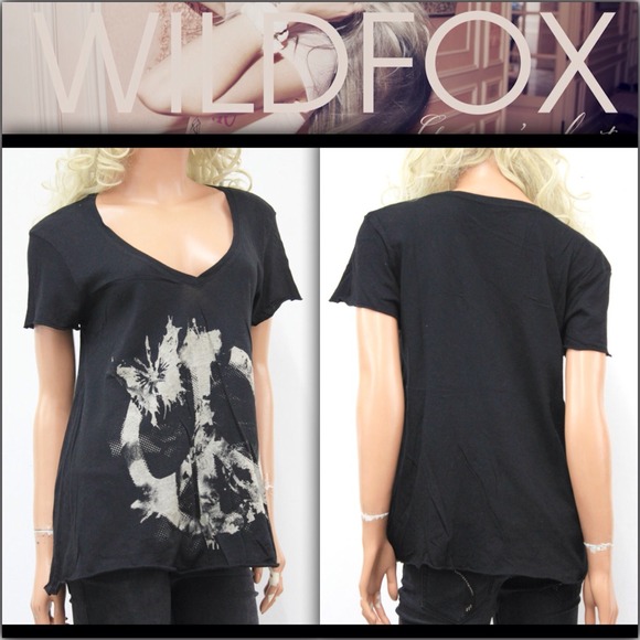 Wildfox Black Floral Peace Sign T