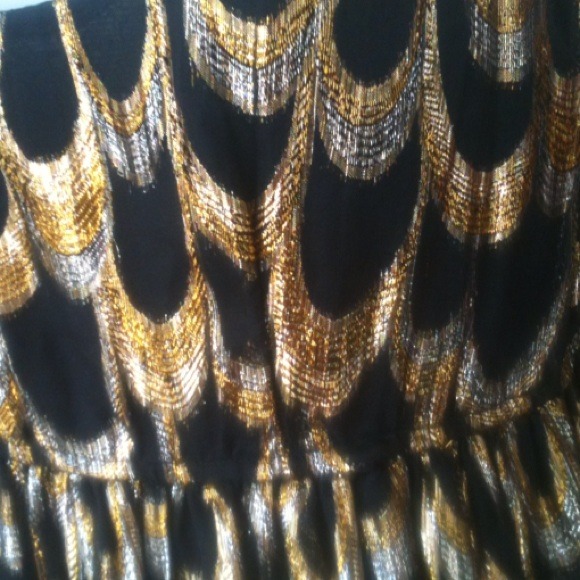 H & M black gold metallic party dress size 6 nwot - Picture 2 of 4