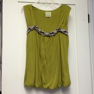 Lime/olive green top and butterfly top.