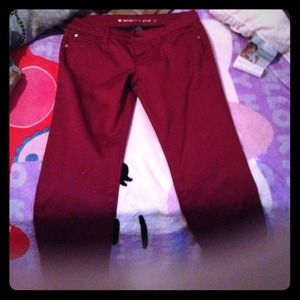 Celebrity pink maroon skinny jeans