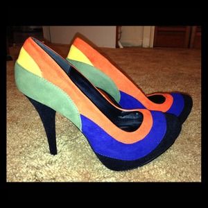 Multicolored Suede Heels! Pls see description 😉
