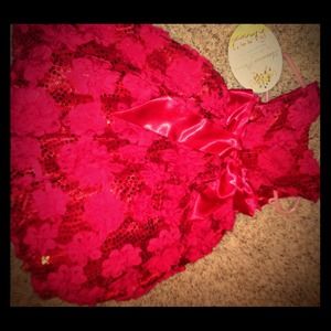 Beautiful Red sequence satin rosette Dress!