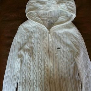 Lacoste cream knit zip up jacket