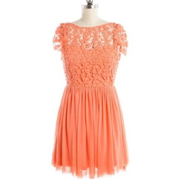 Judith March Coral Crochet Dress