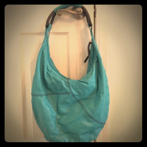 Handbags - Turquoise leather handbag