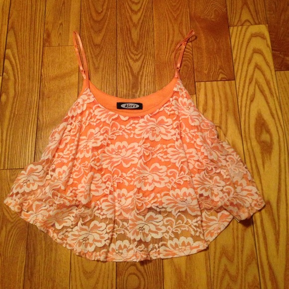 Orange Lace Crop Top