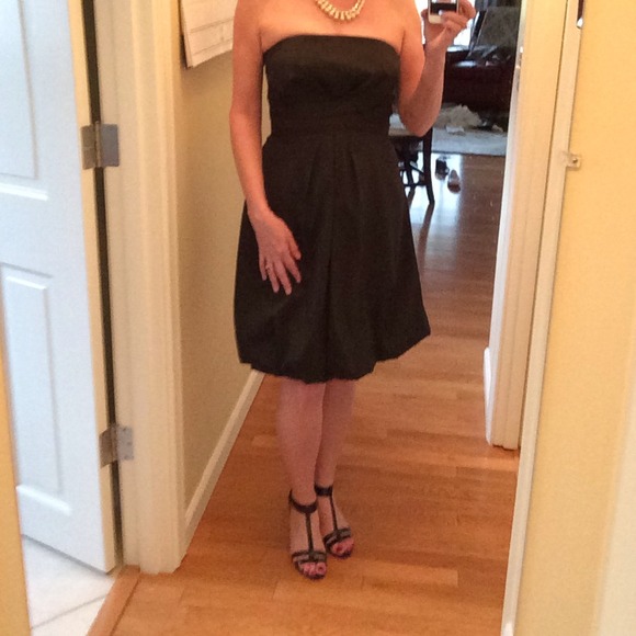 SOLD. WHBM black satan bubble dress - Picture 1 of 3