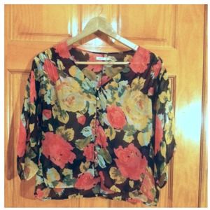 Floral dolman sleeve flowy blouse