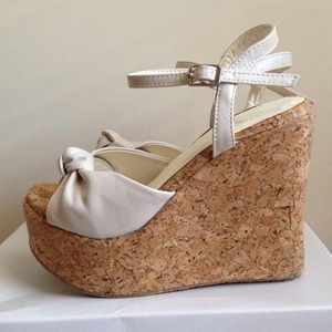 Cork Wedge Sandals in Cream