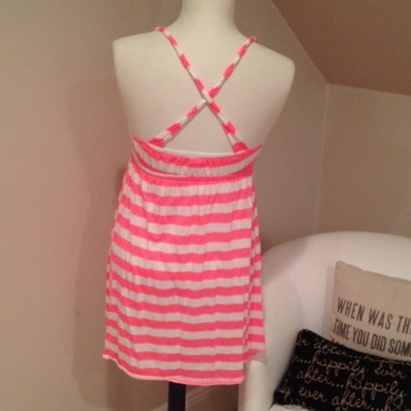 Striped Sundress neon pink and white - Picture 2 of 4