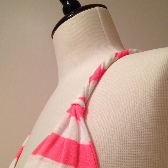 Striped Sundress neon pink and white - Picture 3 of 4