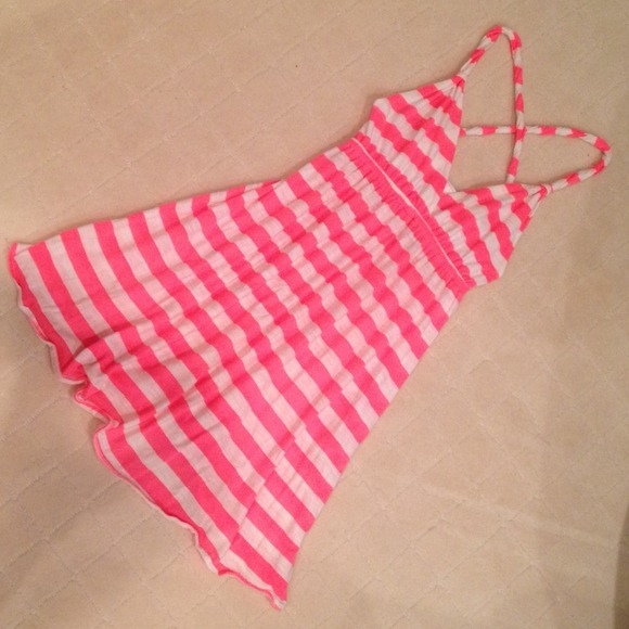 Xhilaration Dresses & Skirts - Striped Sundress neon pink and white