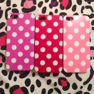 Polka dot iPhone 5 or 5S case bundle