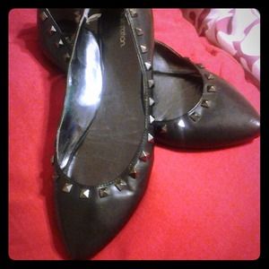 Xhiliration black studded flats.
