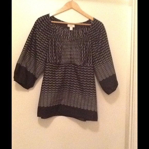 REDUCED! Loft black and ivory blouse...beautiful!