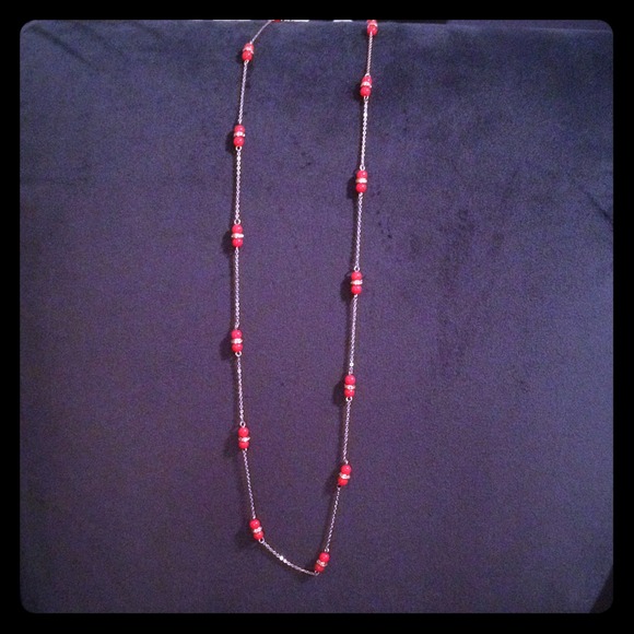 J crew red bead necklace