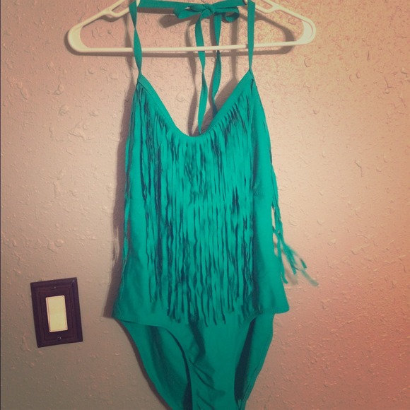 Green one piece bathing suit