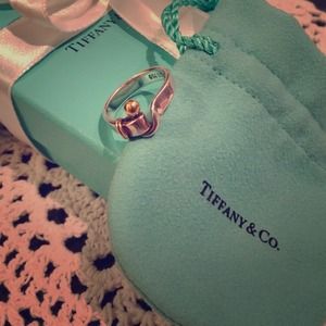 Tiffany's sterling silver and 18K gold hook ring