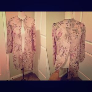 Vintage long sleeve sheer floral top
