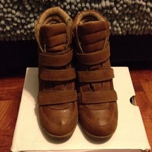 Tan wedge sneakers