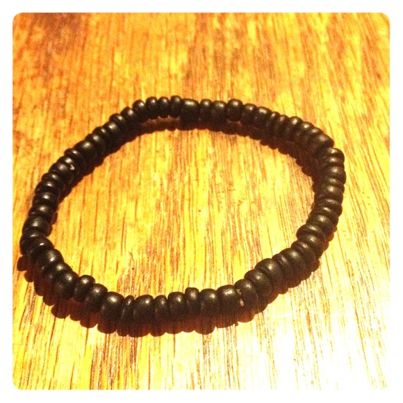 SOLD Black wood bead bracelet