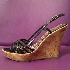 Aldo Black and Tan Wedges / Sandals