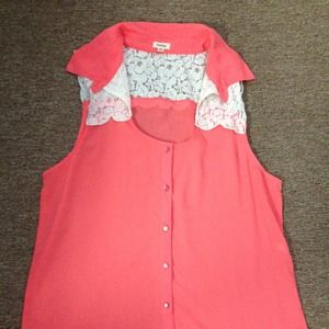 Women's bright coral blouse. Sz XL