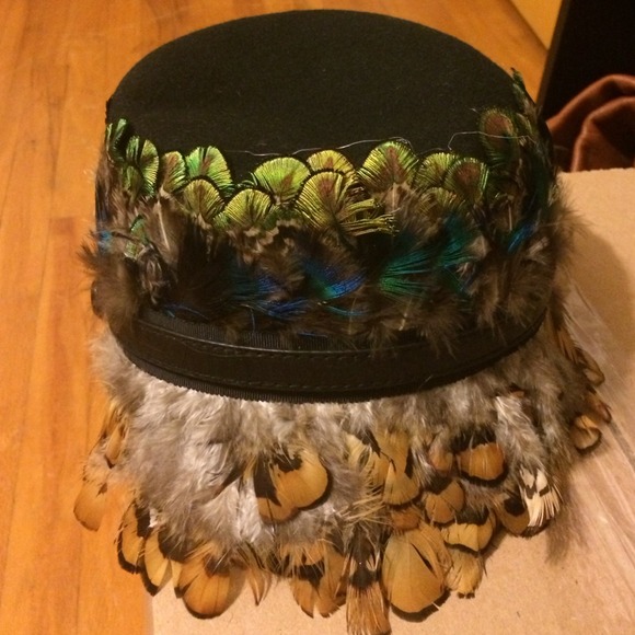 Authentic Three Floor Fabulous Feather Hat. New