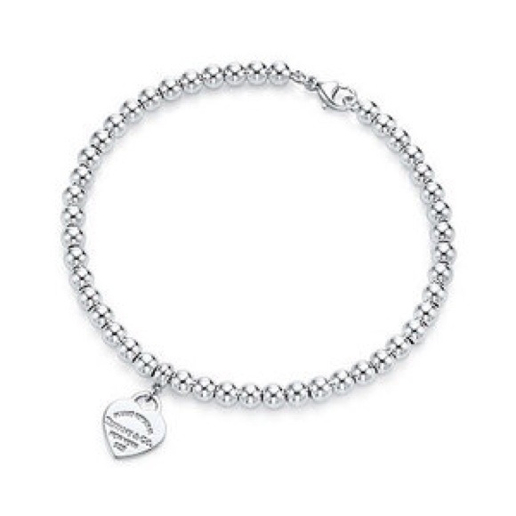 Tiffany Co Beaded Bracelet w/ Heart Pendant