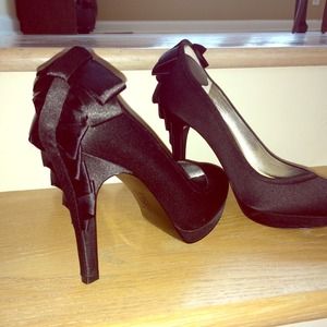 Nina Black Satin evening shoe