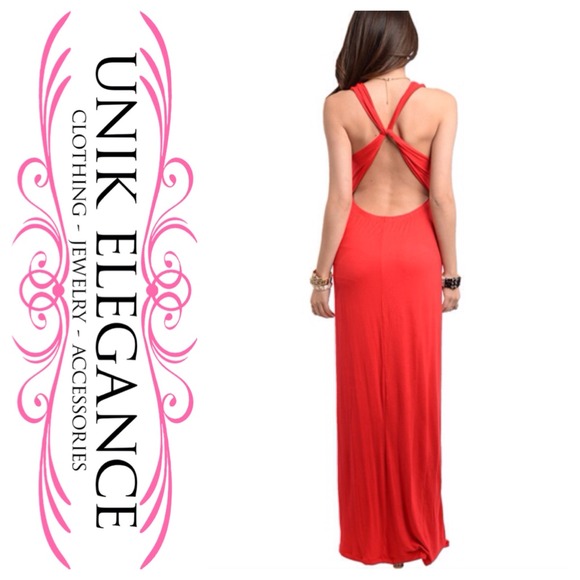 🎈SALE🎈Red Cutout cross back strap Maxi Dress✨ - Picture 2 of 4