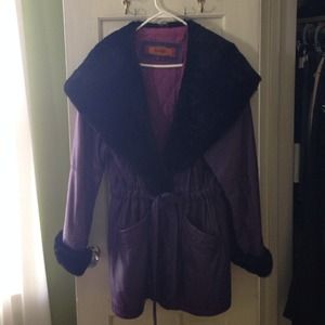 1980's Purple leather coat with black trim
