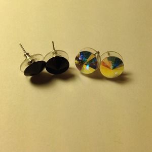 Black and reflective earrings!